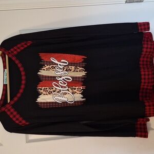 Southern Grace  Long Sleeve Shirt - Black and Red Plaid